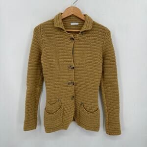 Avant Toi Luxury Italian Lambswool Cardigan Sweater in Gold Size Small